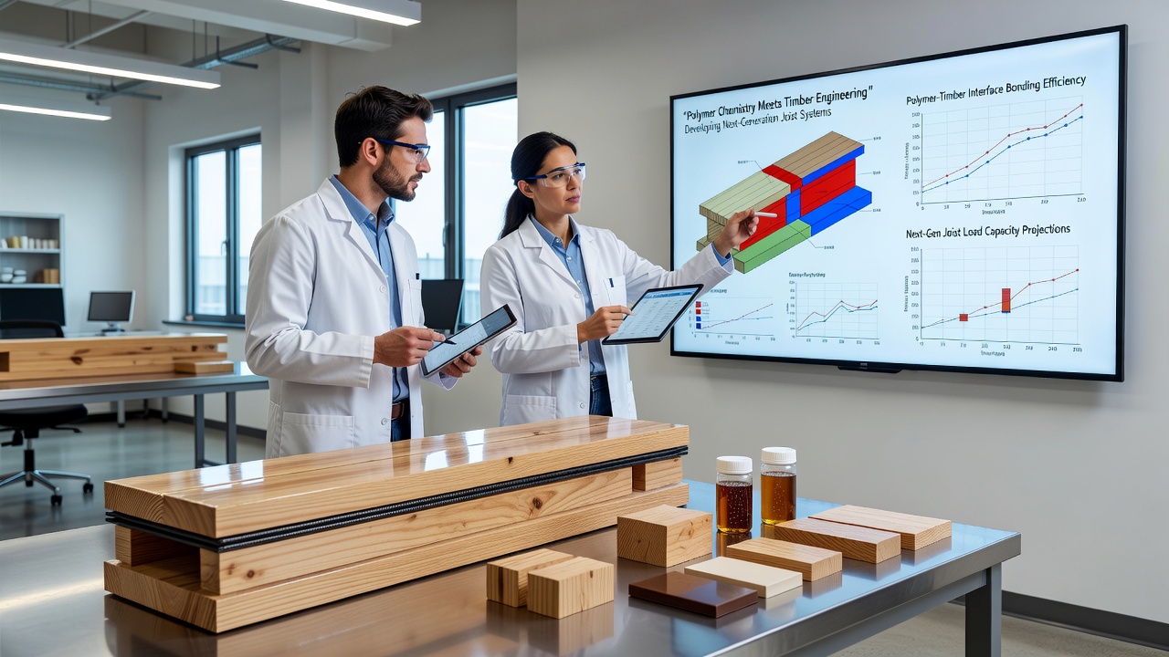 Laboratory setup demonstrating polymer infusion process into timber joist components with monitoring equipment